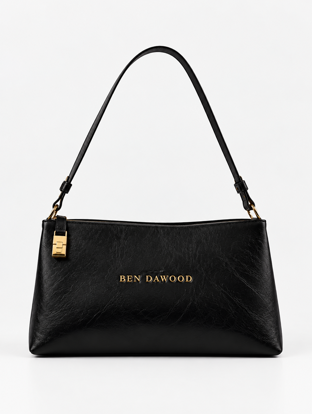 BEN DAWOOD Black Shoulder Bag with Gold-Tone Hardware