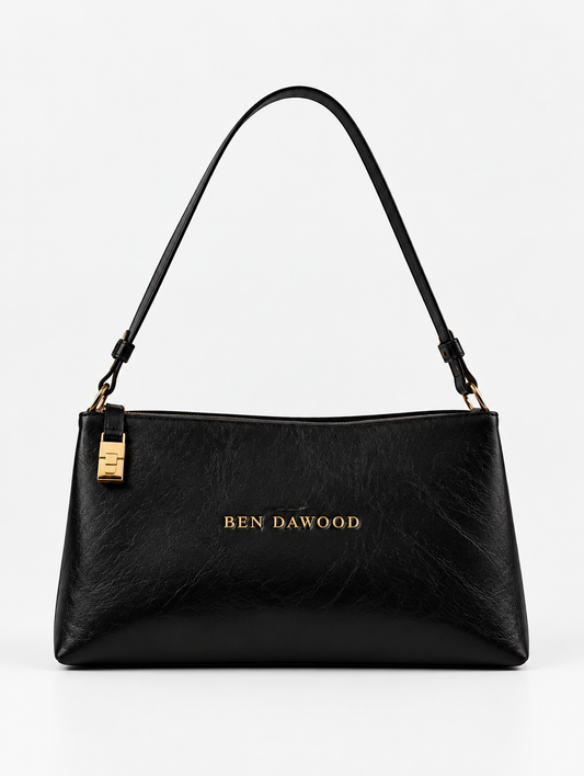 BEN DAWOOD Black Shoulder Bag with Gold-Tone Hardware
